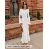 imageZESICA Womens 2025 Fall Bodycon Sweater Dress Long Sleeve Boat Neck Ribbed Knit Wedding Guest Cocktail Maxi DressesWhite
