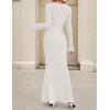 imageZESICA Womens 2025 Fall Bodycon Sweater Dress Long Sleeve Boat Neck Ribbed Knit Wedding Guest Cocktail Maxi DressesWhite