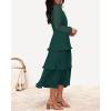 imageZESICA Womens 2025 Fall Long Sleeve Ruffle Tiered Layered Chiffon Flowy Swing Wedding Guest Cocktail Party Midi DressDarkgreen