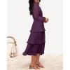 imageZESICA Womens 2025 Fall Long Sleeve Ruffle Tiered Layered Chiffon Flowy Swing Wedding Guest Cocktail Party Midi DressDarkpurple