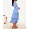 imageZESICA Womens 2025 Fall Long Sleeve Ruffle Tiered Layered Chiffon Flowy Swing Wedding Guest Cocktail Party Midi DressLightblue