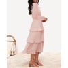 imageZESICA Womens 2025 Fall Long Sleeve Ruffle Tiered Layered Chiffon Flowy Swing Wedding Guest Cocktail Party Midi DressPink