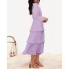 imageZESICA Womens 2025 Fall Long Sleeve Ruffle Tiered Layered Chiffon Flowy Swing Wedding Guest Cocktail Party Midi DressPurple