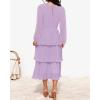 imageZESICA Womens 2025 Fall Long Sleeve Ruffle Tiered Layered Chiffon Flowy Swing Wedding Guest Cocktail Party Midi DressPurple