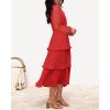 imageZESICA Womens 2025 Fall Long Sleeve Ruffle Tiered Layered Chiffon Flowy Swing Wedding Guest Cocktail Party Midi DressWatermelon