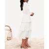 imageZESICA Womens 2025 Fall Long Sleeve Ruffle Tiered Layered Chiffon Flowy Swing Wedding Guest Cocktail Party Midi DressWhite
