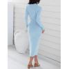 imageZESICA Womens 2025 Ribbed Knit Dress Long Sleeve Mock Neck Slim Fit Side Slit Fall Elegant Sweater DressesLightblue