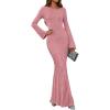 imageZESICA Womens 2025 Fall Bodycon Sweater Dress Long Sleeve Boat Neck Ribbed Knit Wedding Guest Cocktail Maxi DressesPink