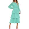 imageZESICA Womens 2025 Fall Long Sleeve Ruffle Tiered Layered Chiffon Flowy Swing Wedding Guest Cocktail Party Midi DressMint