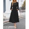 imageZESICA Womens Fall Long Sleeve Maxi Dresses 2025 Crew Neck Swiss Dot Tiered Flowy A Line Wedding Cocktail Party DressBlack