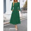 imageZESICA Womens Fall Long Sleeve Maxi Dresses 2025 Crew Neck Swiss Dot Tiered Flowy A Line Wedding Cocktail Party DressGreen