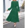imageZESICA Womens Fall Long Sleeve Maxi Dresses 2025 Crew Neck Swiss Dot Tiered Flowy A Line Wedding Cocktail Party DressGreen