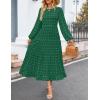 imageZESICA Womens Fall Long Sleeve Maxi Dresses 2025 Crew Neck Swiss Dot Tiered Flowy A Line Wedding Cocktail Party DressGreen