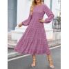 imageZESICA Womens Fall Long Sleeve Maxi Dresses 2025 Crew Neck Swiss Dot Tiered Flowy A Line Wedding Cocktail Party DressPurple