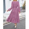 imageZESICA Womens Fall Long Sleeve Maxi Dresses 2025 Crew Neck Swiss Dot Tiered Flowy A Line Wedding Cocktail Party DressPurple