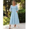imageZESICA Womens Fall Long Sleeve Maxi Dresses 2025 Square Neck Hollow Out Eyelet Smocked A Line Cocktail Party DressLightblue