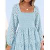 imageZESICA Womens Fall Long Sleeve Maxi Dresses 2025 Square Neck Hollow Out Eyelet Smocked A Line Cocktail Party DressLightblue