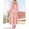 imageZESICA Womens Fall Long Sleeve Maxi Dresses 2025 Square Neck Hollow Out Eyelet Smocked A Line Cocktail Party DressPink
