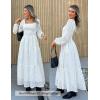 imageZESICA Womens Fall Long Sleeve Maxi Dresses 2025 Square Neck Hollow Out Eyelet Smocked A Line Cocktail Party DressWhite