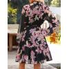 imageZESICA Womens Floral Long Sleeve Mini Dress Spring Button Chiffon A Line Swing Short Wedding Guest Holiday Party DressesBlack