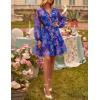 imageZESICA Womens Floral Long Sleeve Mini Dress Spring Button Chiffon A Line Swing Short Wedding Guest Holiday Party DressesRoyal Blue