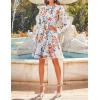 imageZESICA Womens Floral Long Sleeve Mini Dress Spring Button Chiffon A Line Swing Short Wedding Guest Holiday Party DressesWhite