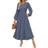 imageZESICA Womens Fall Long Sleeve Maxi Dresses 2025 Crew Neck Swiss Dot Tiered Flowy A Line Wedding Cocktail Party DressDusty Blue
