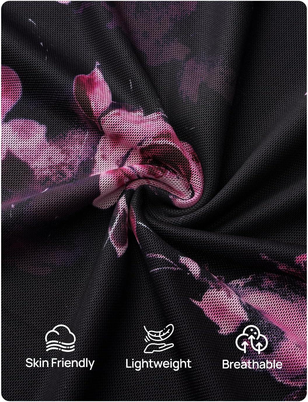 imageZESICA Floral Long Sleeve Tops for Women Spring Mesh Mock Neck Ruched Fitted Shirts Going Out Blouses Trendy ClothesBlack