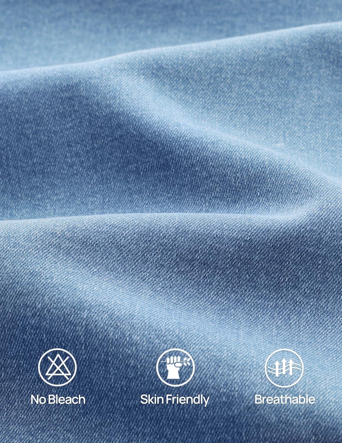 imageZESICA Wide Leg Jeans for Women Trendy High Waisted Strechy Loose Straight Denim Pants with PocketsSkyblue