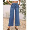 imageZESICA Wide Leg Jeans for Women Trendy High Waisted Strechy Loose Straight Denim Pants with PocketsBlue