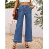 imageZESICA Wide Leg Jeans for Women Trendy High Waisted Strechy Loose Straight Denim Pants with PocketsBlue