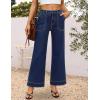 imageZESICA Wide Leg Jeans for Women Trendy High Waisted Strechy Loose Straight Denim Pants with PocketsDarkblue