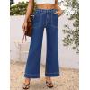 imageZESICA Wide Leg Jeans for Women Trendy High Waisted Strechy Loose Straight Denim Pants with PocketsSeablue