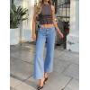 imageZESICA Wide Leg Jeans for Women Trendy High Waisted Strechy Loose Straight Denim Pants with PocketsSkyblue
