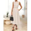 imageZESICA Women Summer Sleeveless Midi Dresses 2026 Elegant Boat Neck A Line Tie Waist Spring Cocktail Party DressApricot