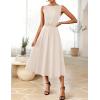 imageZESICA Women Summer Sleeveless Midi Dresses 2026 Elegant Boat Neck A Line Tie Waist Spring Cocktail Party DressApricot