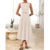 imageZESICA Women Summer Sleeveless Midi Dresses 2026 Elegant Boat Neck A Line Tie Waist Spring Cocktail Party DressApricot
