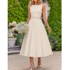 imageZESICA Women Summer Sleeveless Midi Dresses 2026 Elegant Boat Neck A Line Tie Waist Spring Cocktail Party DressApricot