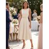 imageZESICA Women Summer Sleeveless Midi Dresses 2026 Elegant Boat Neck A Line Tie Waist Spring Cocktail Party DressApricot