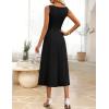 imageZESICA Women Summer Sleeveless Midi Dresses 2026 Elegant Boat Neck A Line Tie Waist Spring Cocktail Party DressBlack