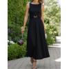 imageZESICA Women Summer Sleeveless Midi Dresses 2026 Elegant Boat Neck A Line Tie Waist Spring Cocktail Party DressBlack