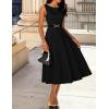 imageZESICA Women Summer Sleeveless Midi Dresses 2026 Elegant Boat Neck A Line Tie Waist Spring Cocktail Party DressBlack