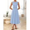 imageZESICA Women Summer Sleeveless Midi Dresses 2026 Elegant Boat Neck A Line Tie Waist Spring Cocktail Party DressBlue