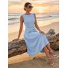 imageZESICA Women Summer Sleeveless Midi Dresses 2026 Elegant Boat Neck A Line Tie Waist Spring Cocktail Party DressBlue