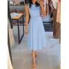 imageZESICA Women Summer Sleeveless Midi Dresses 2026 Elegant Boat Neck A Line Tie Waist Spring Cocktail Party DressBlue