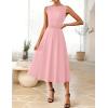 imageZESICA Women Summer Sleeveless Midi Dresses 2026 Elegant Boat Neck A Line Tie Waist Spring Cocktail Party DressPink