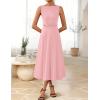 imageZESICA Women Summer Sleeveless Midi Dresses 2026 Elegant Boat Neck A Line Tie Waist Spring Cocktail Party DressPink