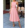 imageZESICA Women Summer Sleeveless Midi Dresses 2026 Elegant Boat Neck A Line Tie Waist Spring Cocktail Party DressPink