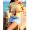 imageZESICA Womens 2026 Summer Off Shoulder Tops Going Out Sexy Y2k Shirts Spring Cap Sleeve Ruched Asymmetrical BlousesButter Yellow