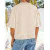 imageZESICA Womens Casual Short Sleeve Sweaters 2026 Summer Oversized Crewneck Soft Knit Cropped Tops Trendy OutfitsBeige